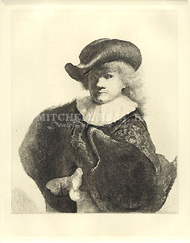 #007 - Rembrandt au chapeau rond et manteau brode